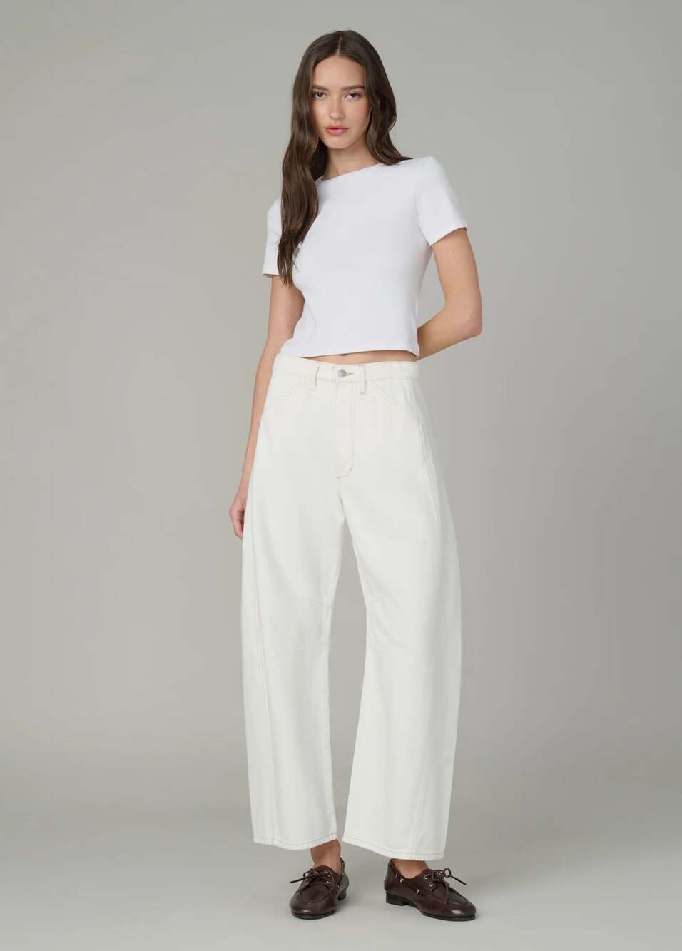 Joe's Jeans The Bowie Barrel Leg Jeans in Milk White Sz 24 EXCELLENT